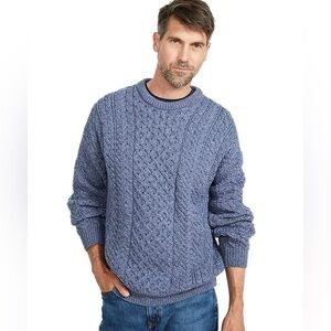Aran Men's Irish Traditional Sweater 100% Merino Wool Fisherman Ireland sz XXXL